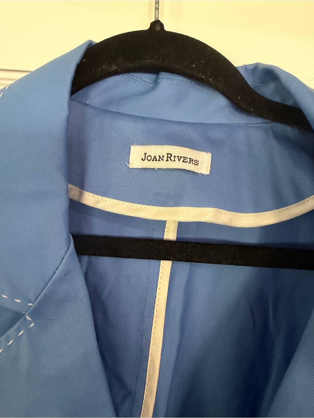 Joan Rivers QVC Vintage Y2K Blue and White Stitched Cotton Blazer Women’s XL - Picture 3 of 10